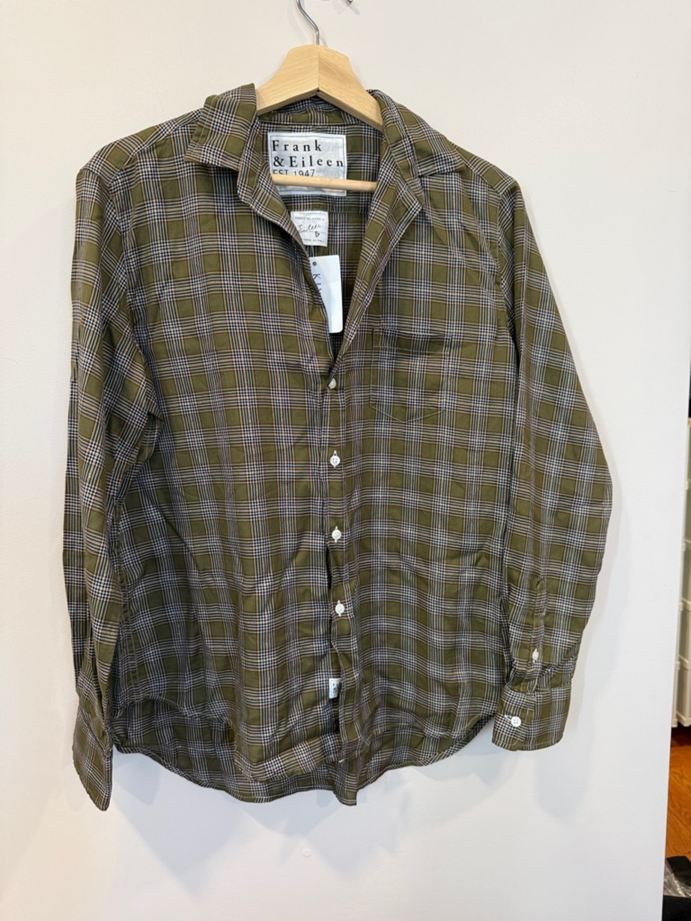 Frank & Eileen Olive and Brown Plaid Men's Button-Down Shirt
